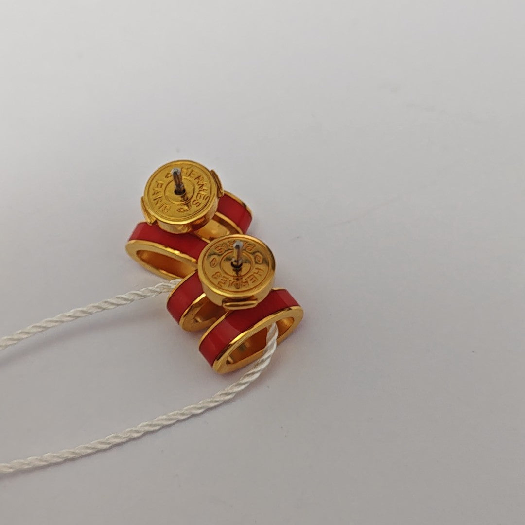 Metal Orange Stud Earrings
