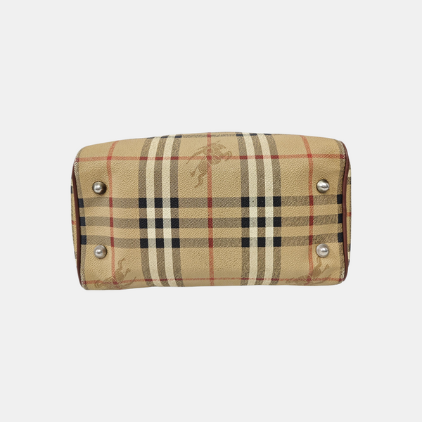 Coated Canvas Top Handle Bag Beige