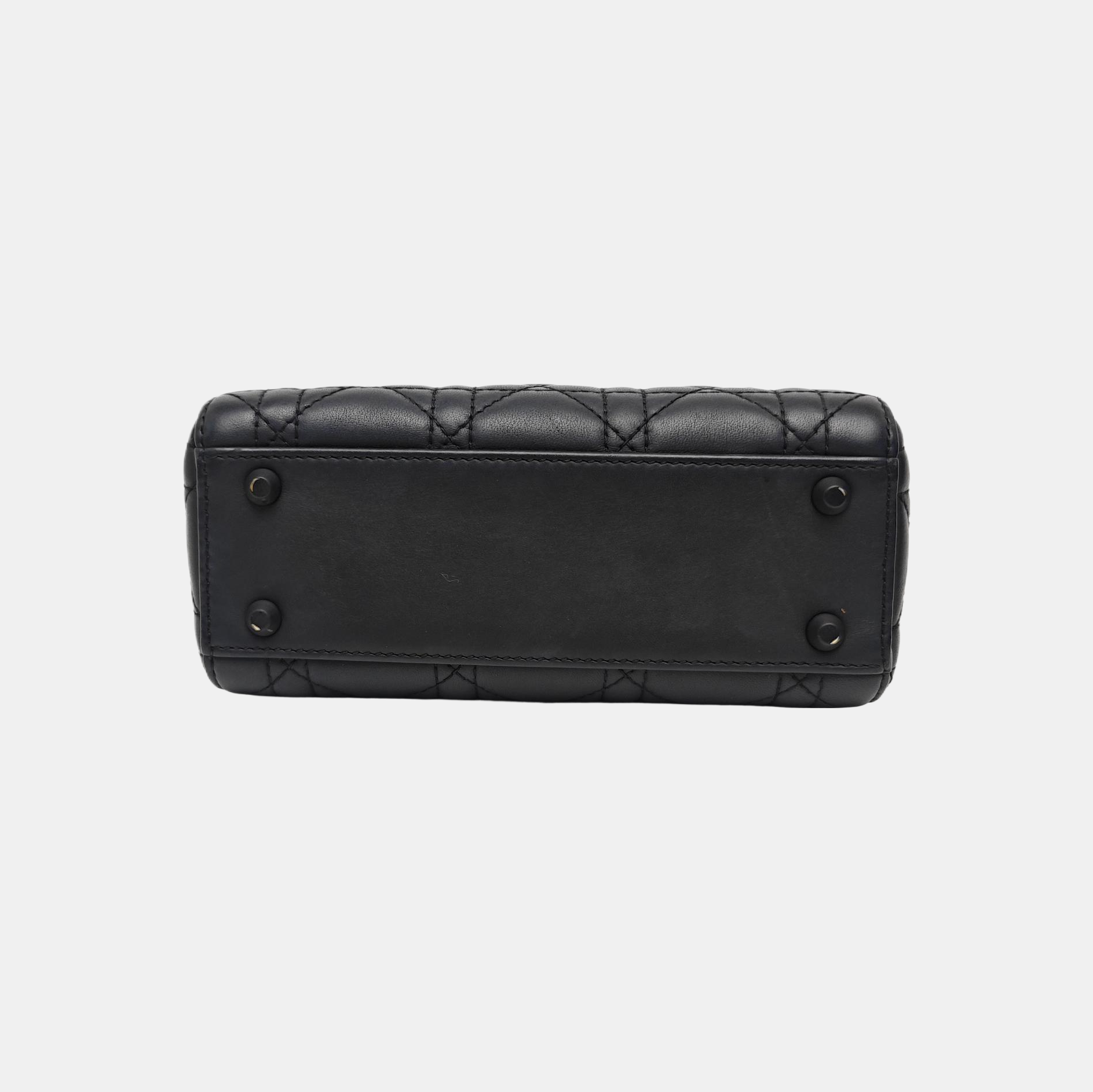 Lady Dior Mini Cannage Calfskin Black