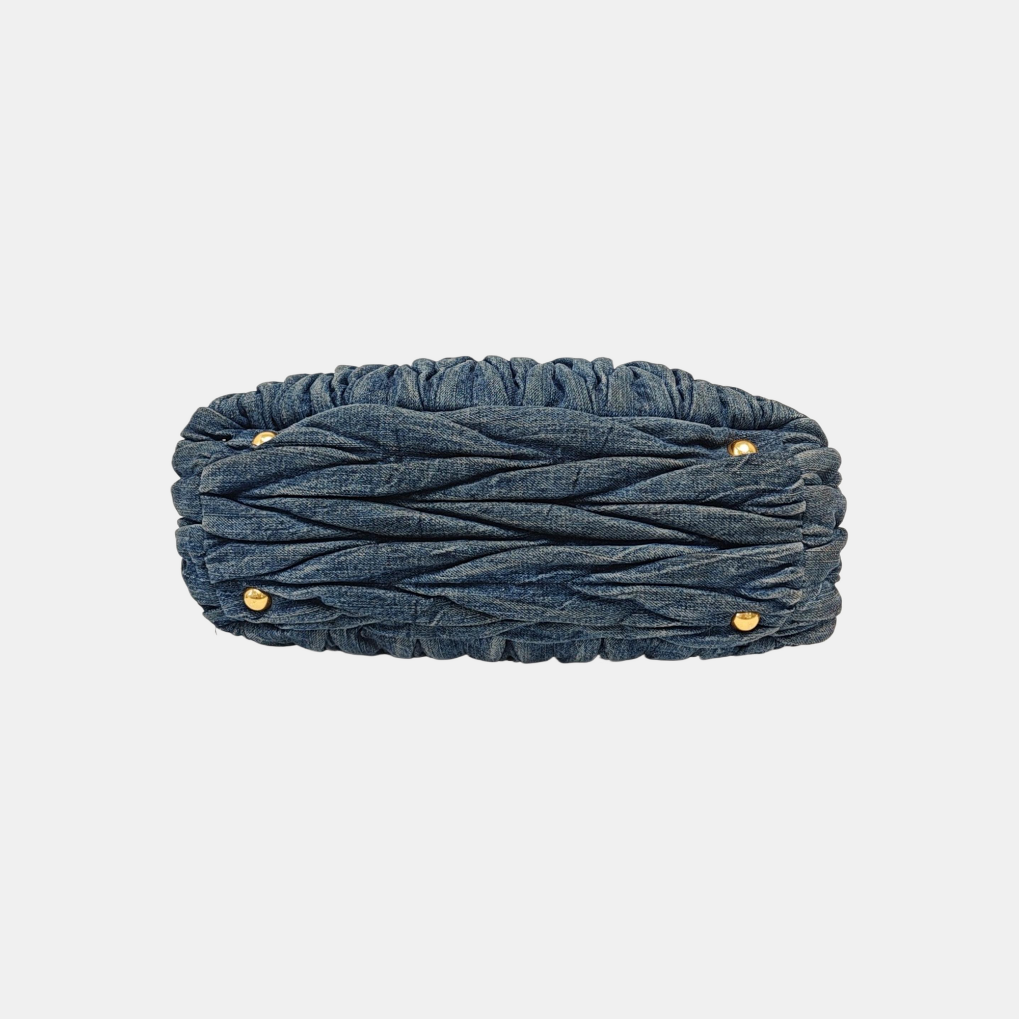 Quilted Denim Tote Bag Blue