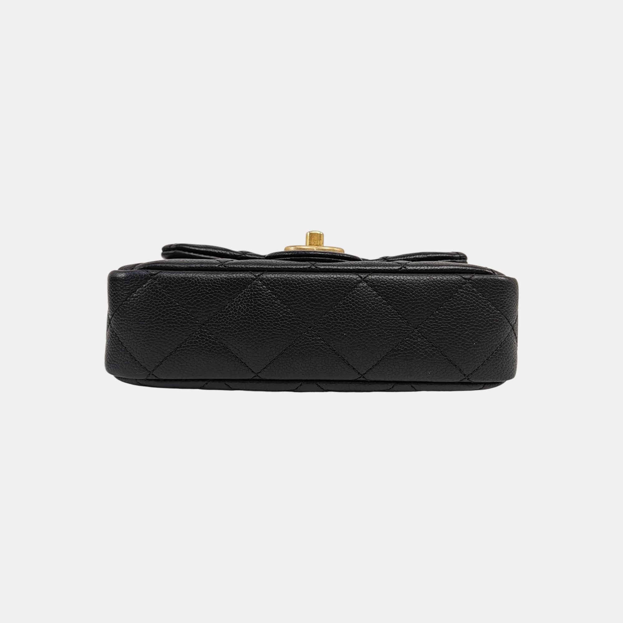 CLASSIC FLAP Mini Quilted Grained Calfskin Black