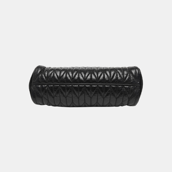 Quilted Lambskin Top Handle Bag Black