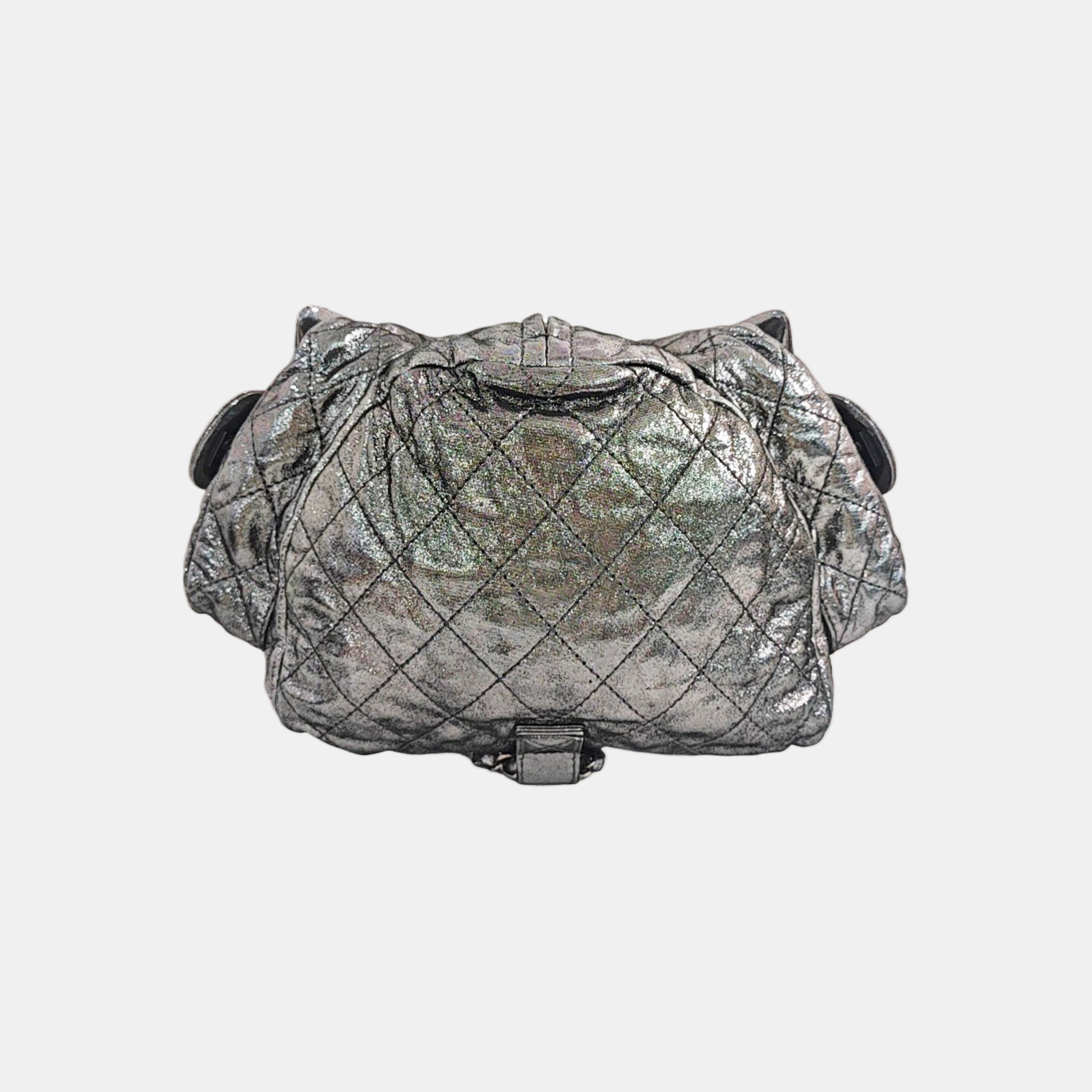 Quilted Calfskin Backpack Gray