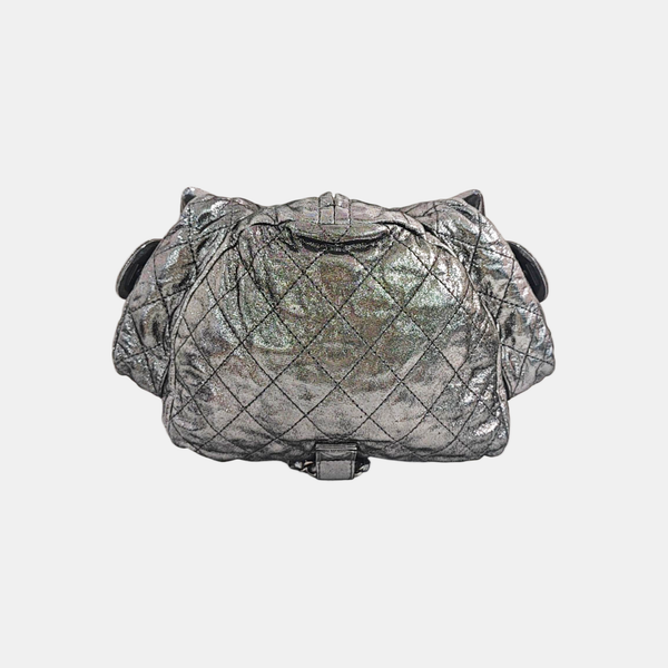 Quilted Calfskin Backpack Gray