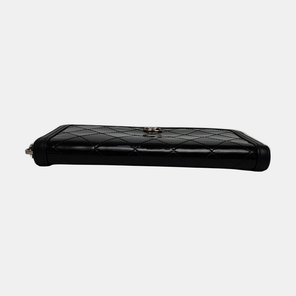 ZIPPY Quilted Patent Calfskin Black Wallet