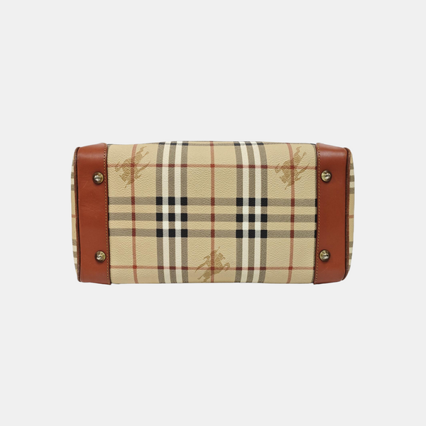 Coated Canvas Top Handle Bag Beige
