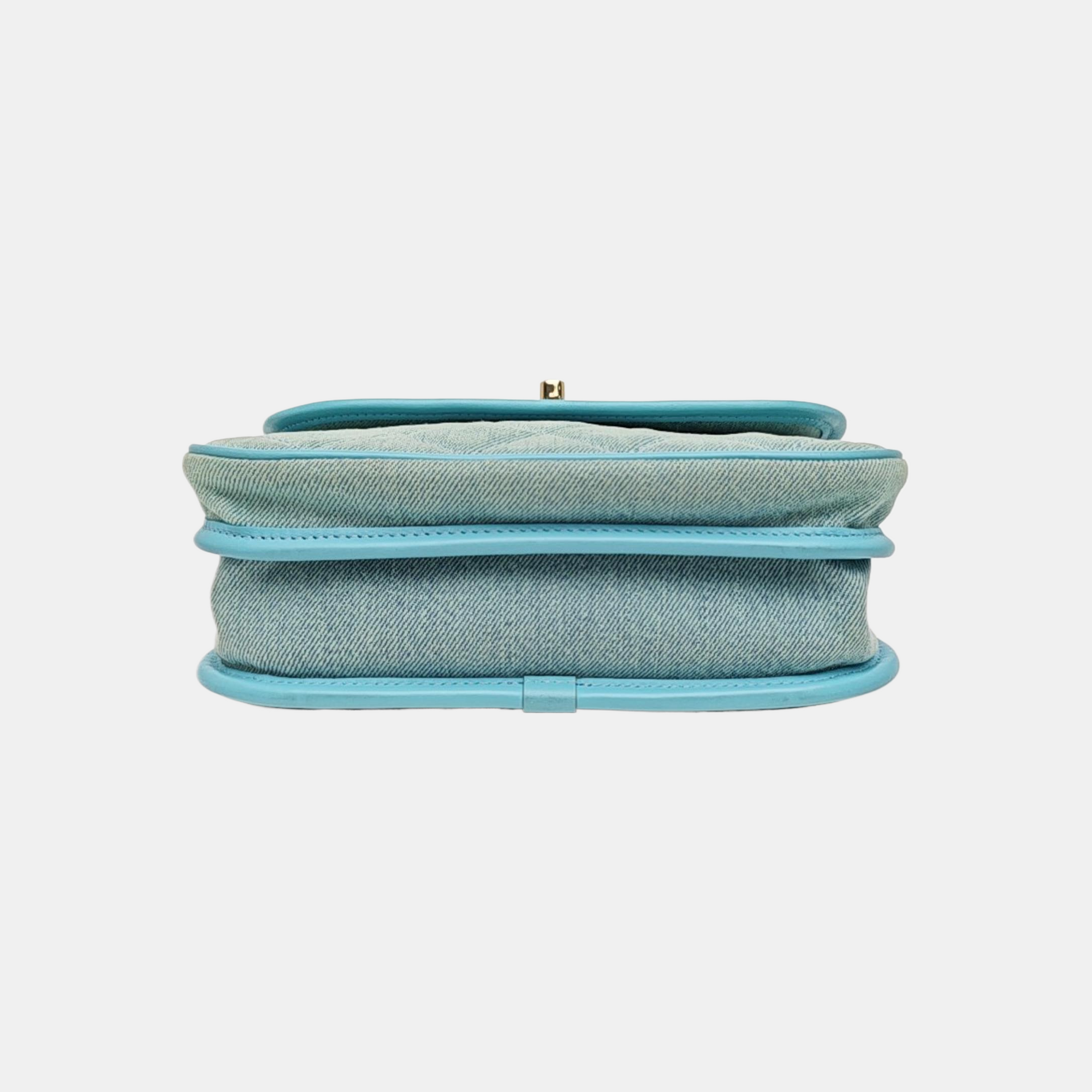 Quilted Denim Shoulder Bag Blue