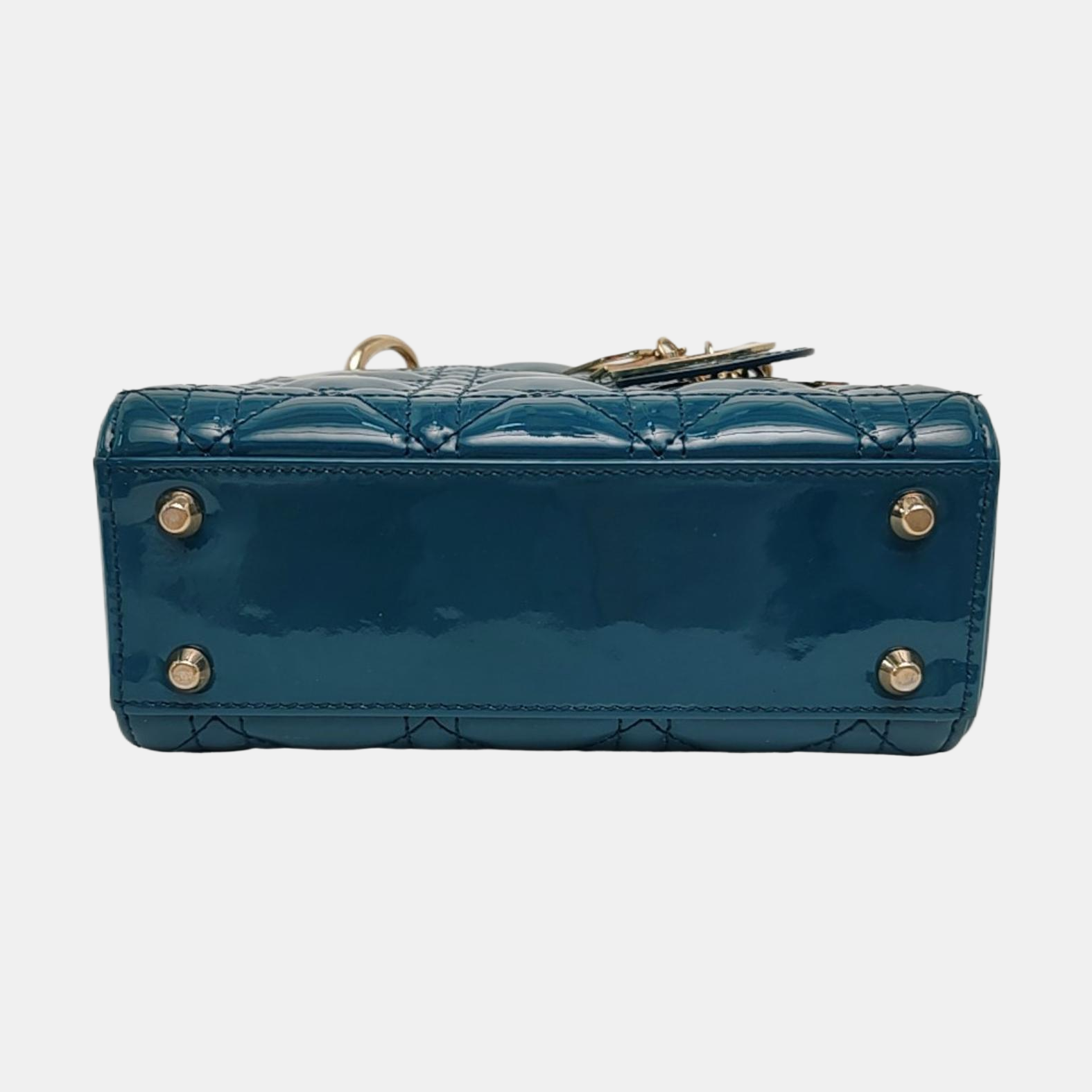 Lady Dior Mini Cannage Patent Leather Blue