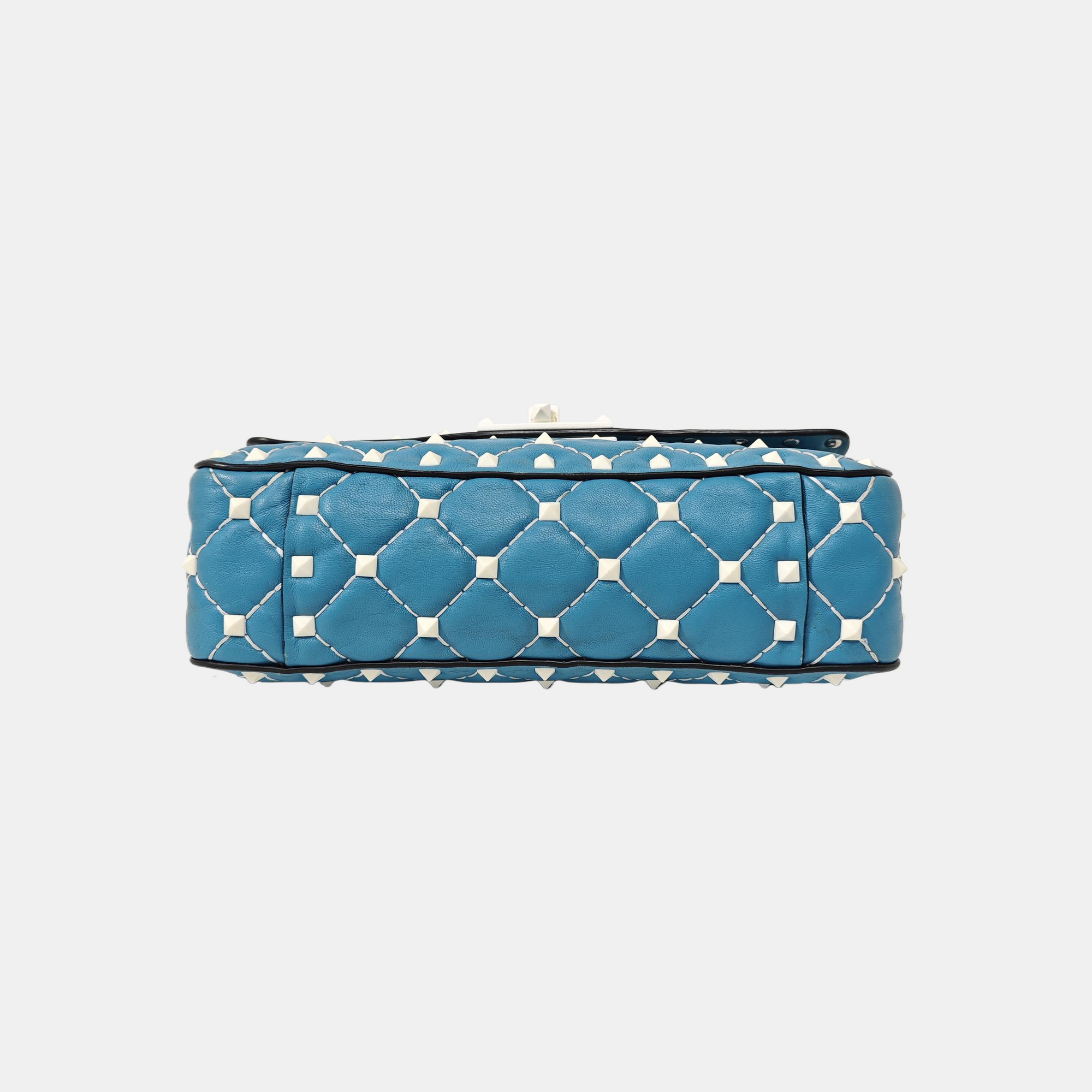 Spike Up Small Quilted Lambskin Blue