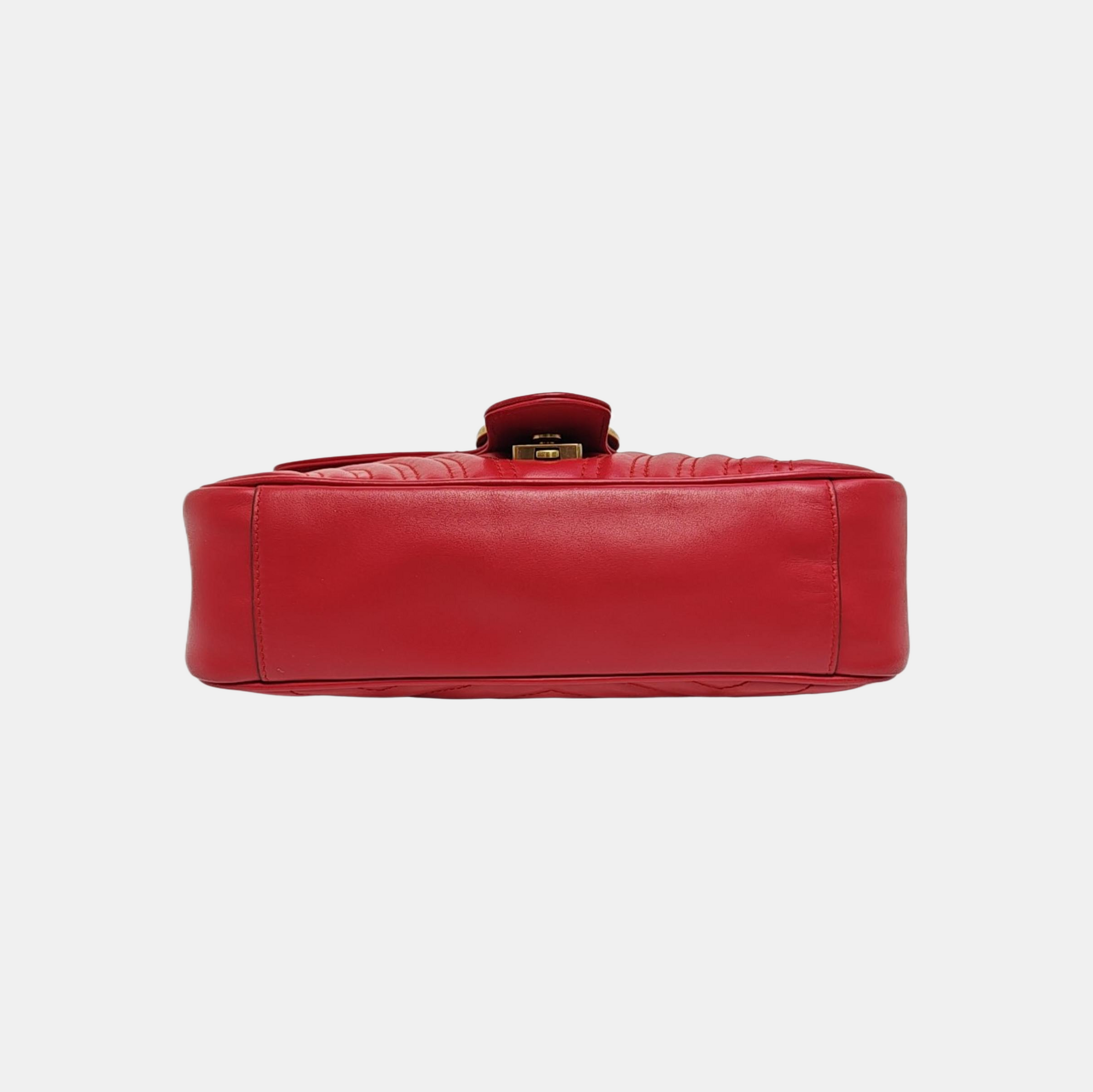 GG Marmont Mediana Piel Acolchada Roja