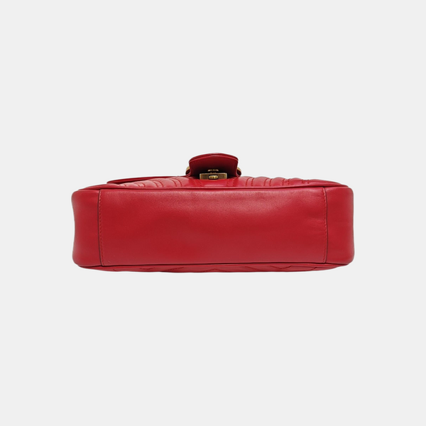 GG Marmont Mediana Piel Acolchada Roja