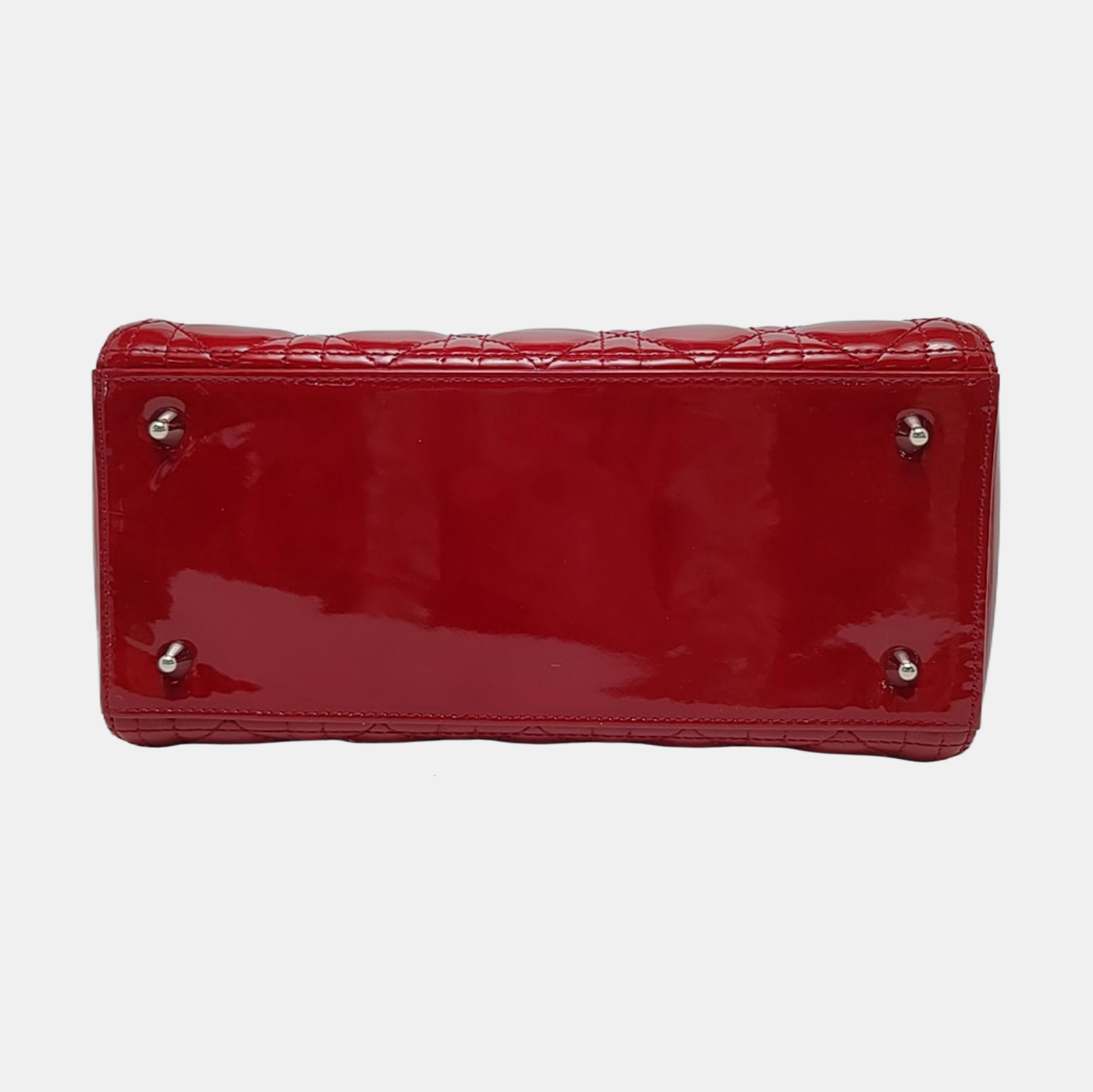 Authenticated pre-owned  Lady Dior Medium Cannage Patent Leather Red - Tote Bag at Looply