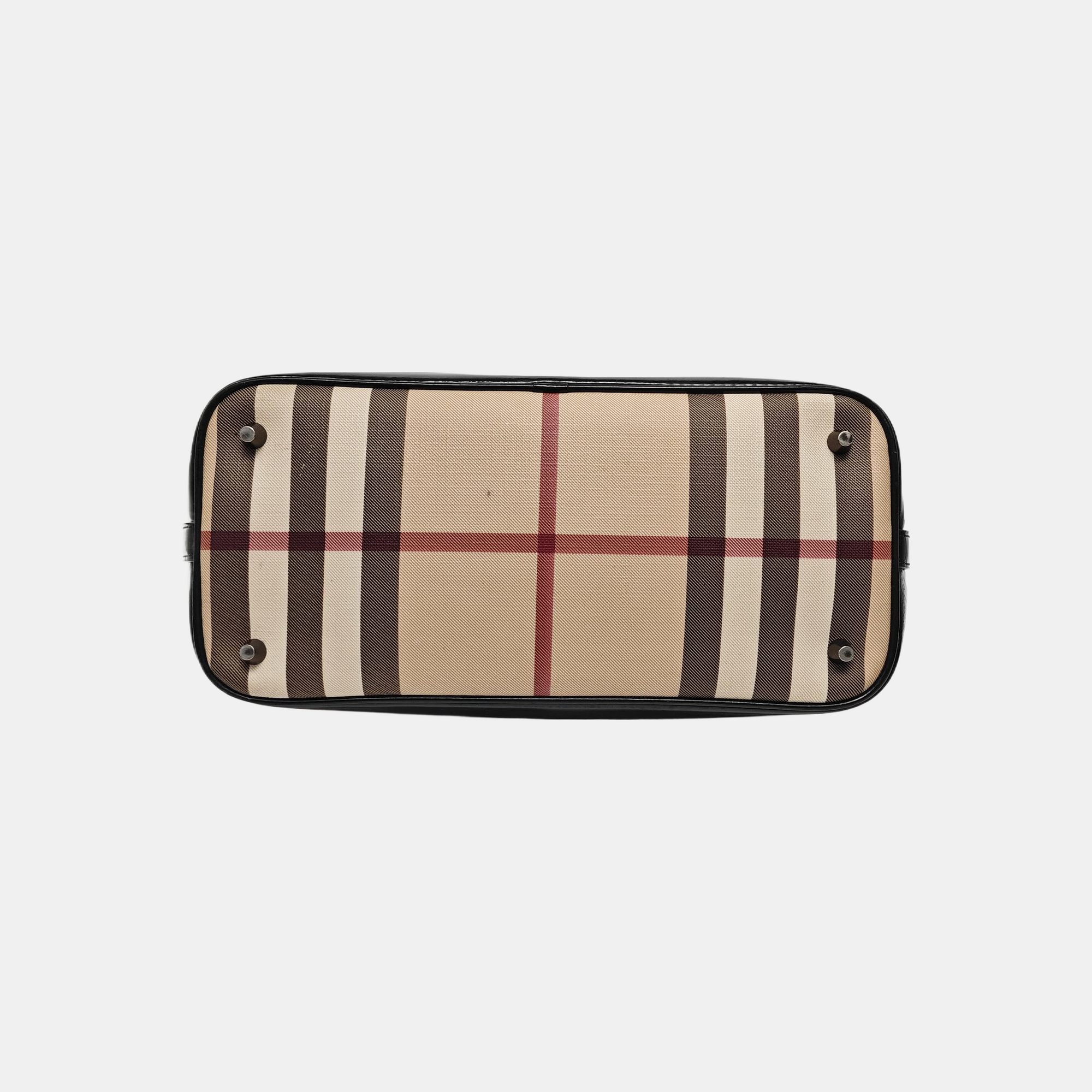 Coated Canvas Top Handle Bag Beige