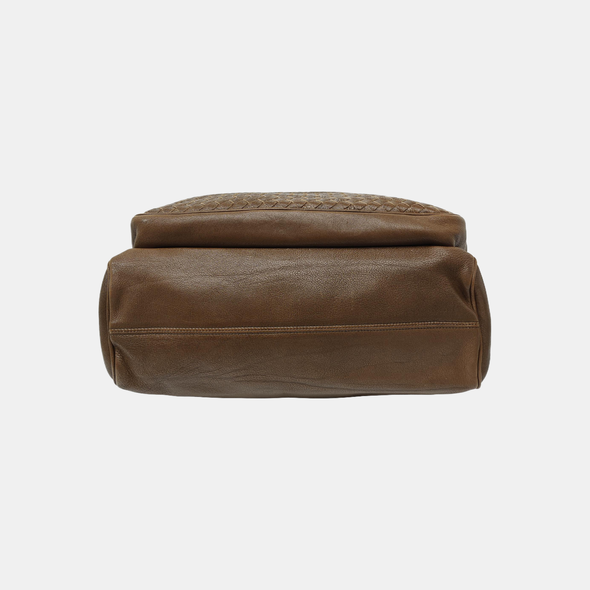 Leather Top Handle Bag Brown