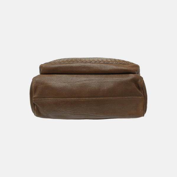 Leather Top Handle Bag Brown