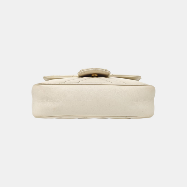 GG Marmont Mini Quilted Calfskin White