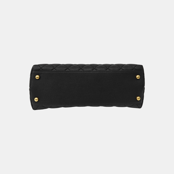 COCO HANDLE Medium Quilted Grained Calfskin Black