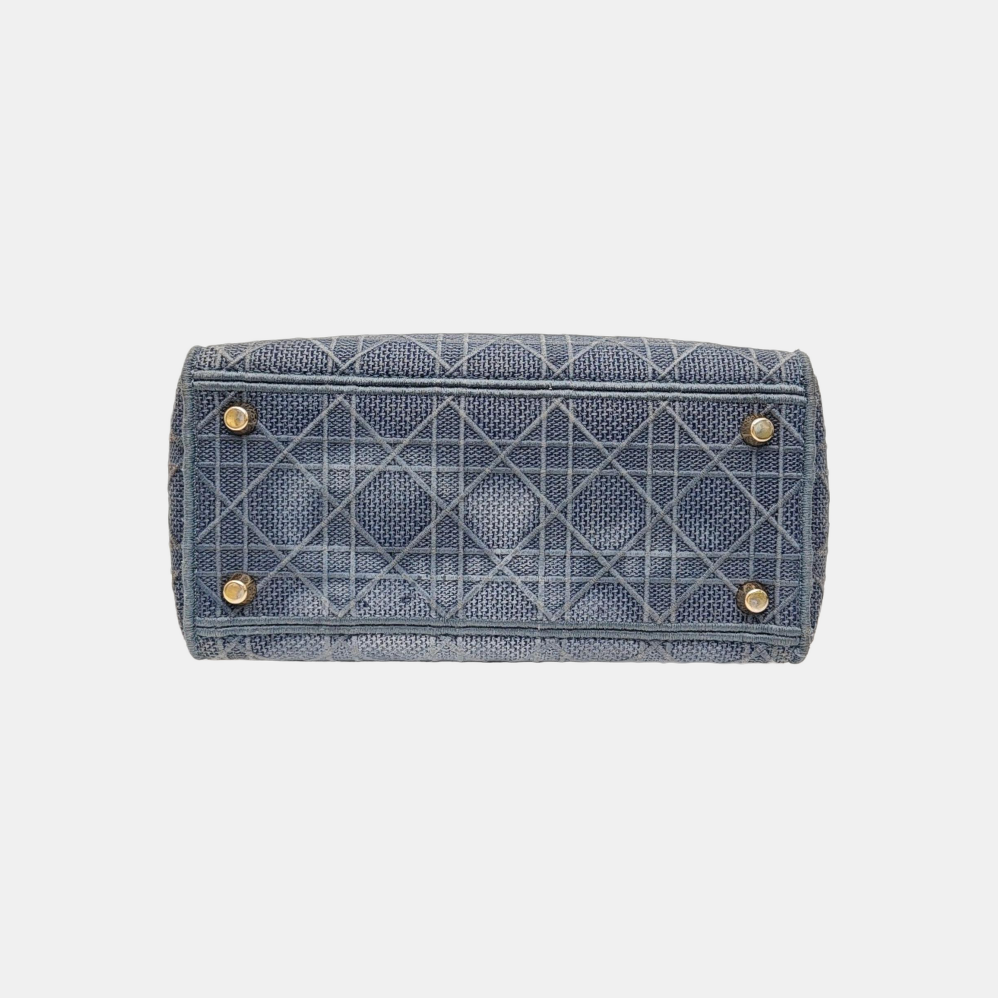 Lady D-Lite Medium Cannage Canvas Blue