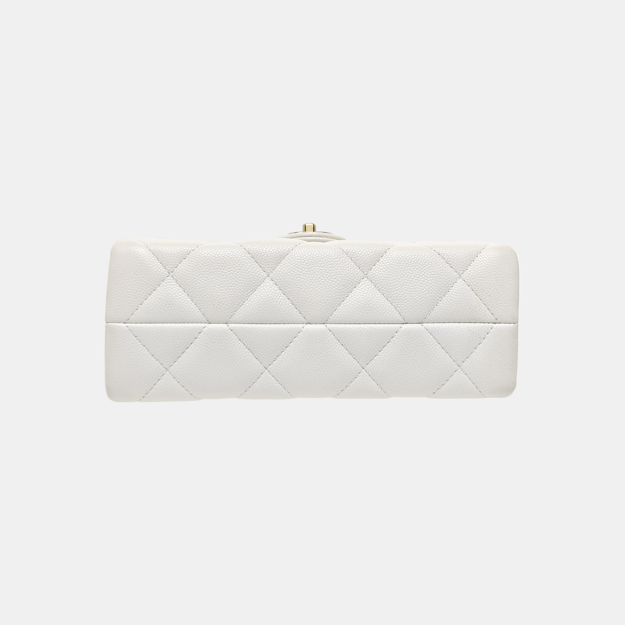 Quilted Grained Calfskin Shoulder Bag White
