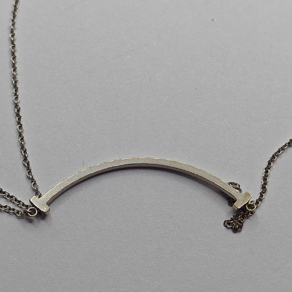 Tiffany T 18k White Gold Silver Necklace
