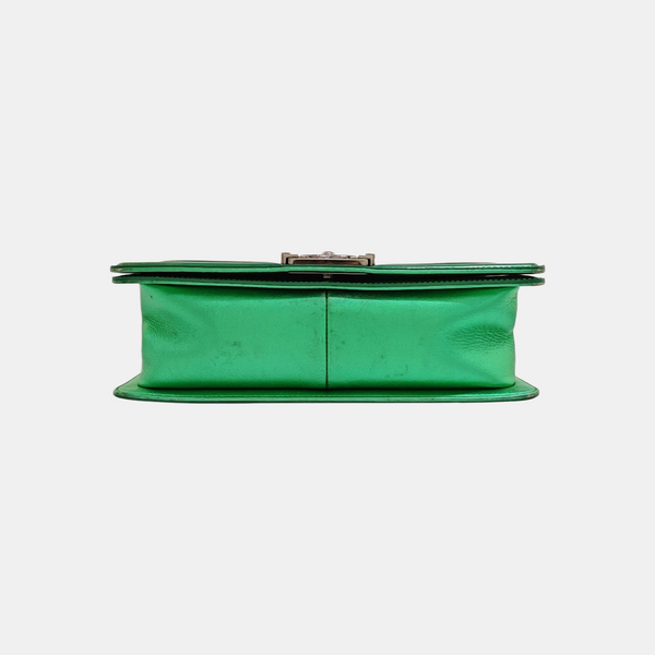 BOY CHANEL Medium Quilted Patent Leather Green