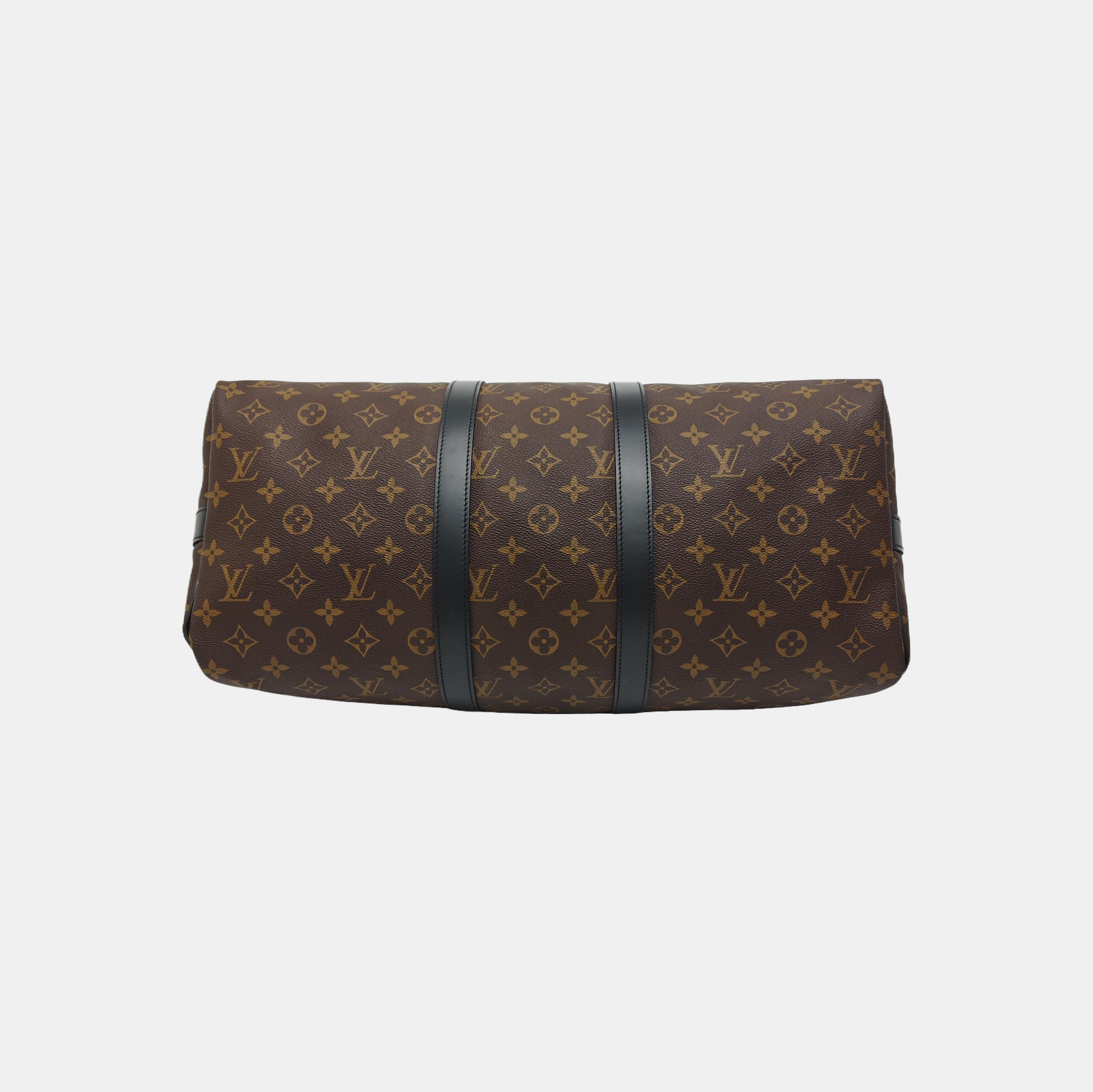 KEEPALL Monogram Coated Canvas Brown