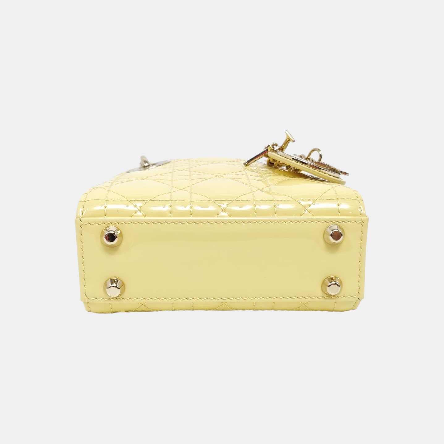 Lady Dior Super Mini Cannage Patent Lambskin Yellow