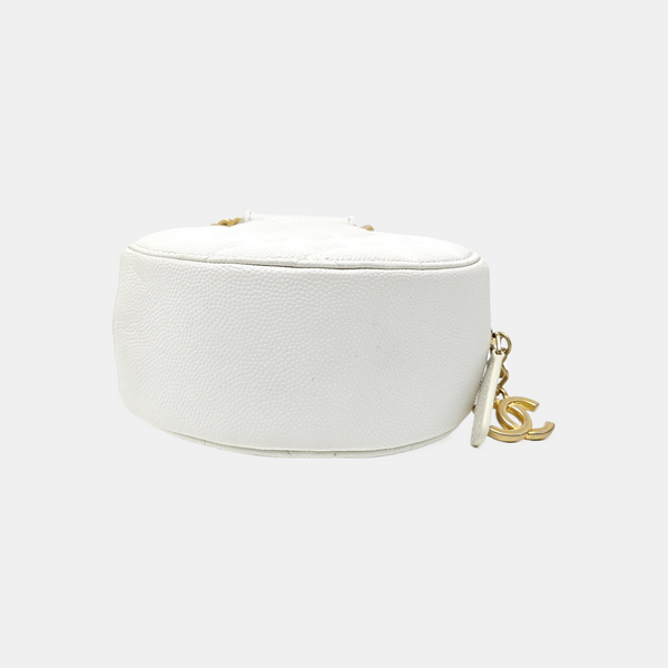 Quilted Grained Calfskin Shoulder Bag White