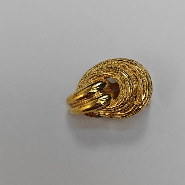 Twist Round Metal Gold Clip On Earrings