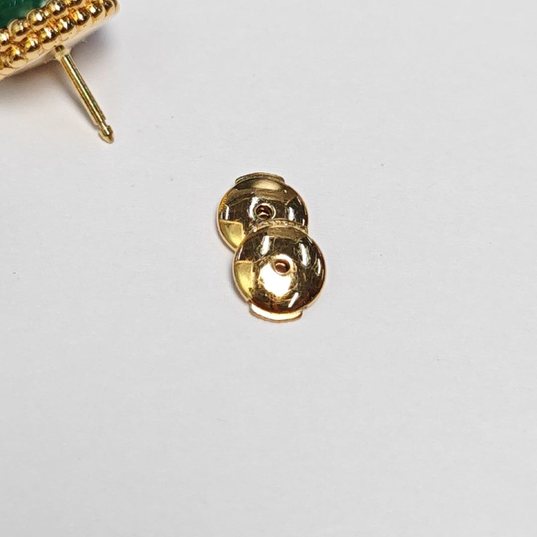 Perlée Couleurs 18k Gold Green Stud Earrings