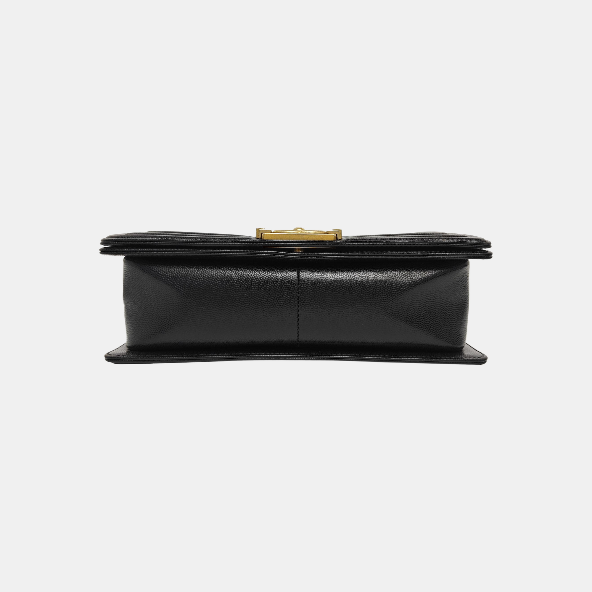 BOY CHANEL Medium Quilted Grained Calfskin Black