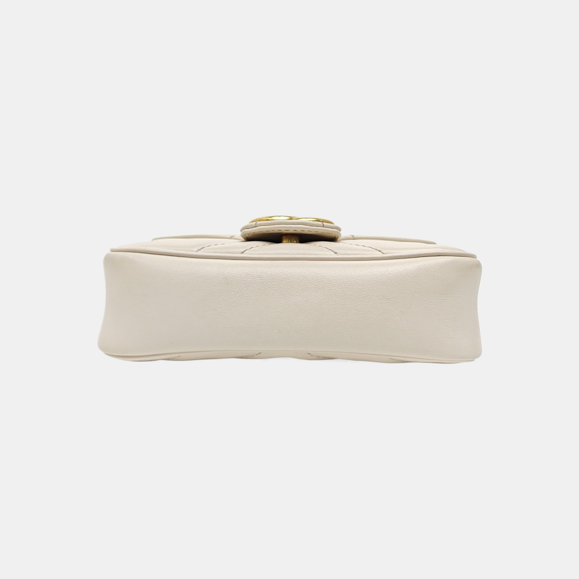 GG Marmont Mini Quilted Calfskin White