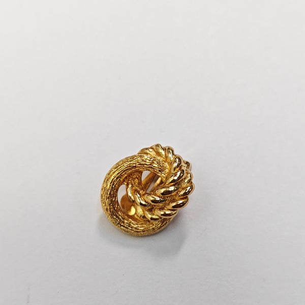 Twist Round Metal Gold Clip On Earrings