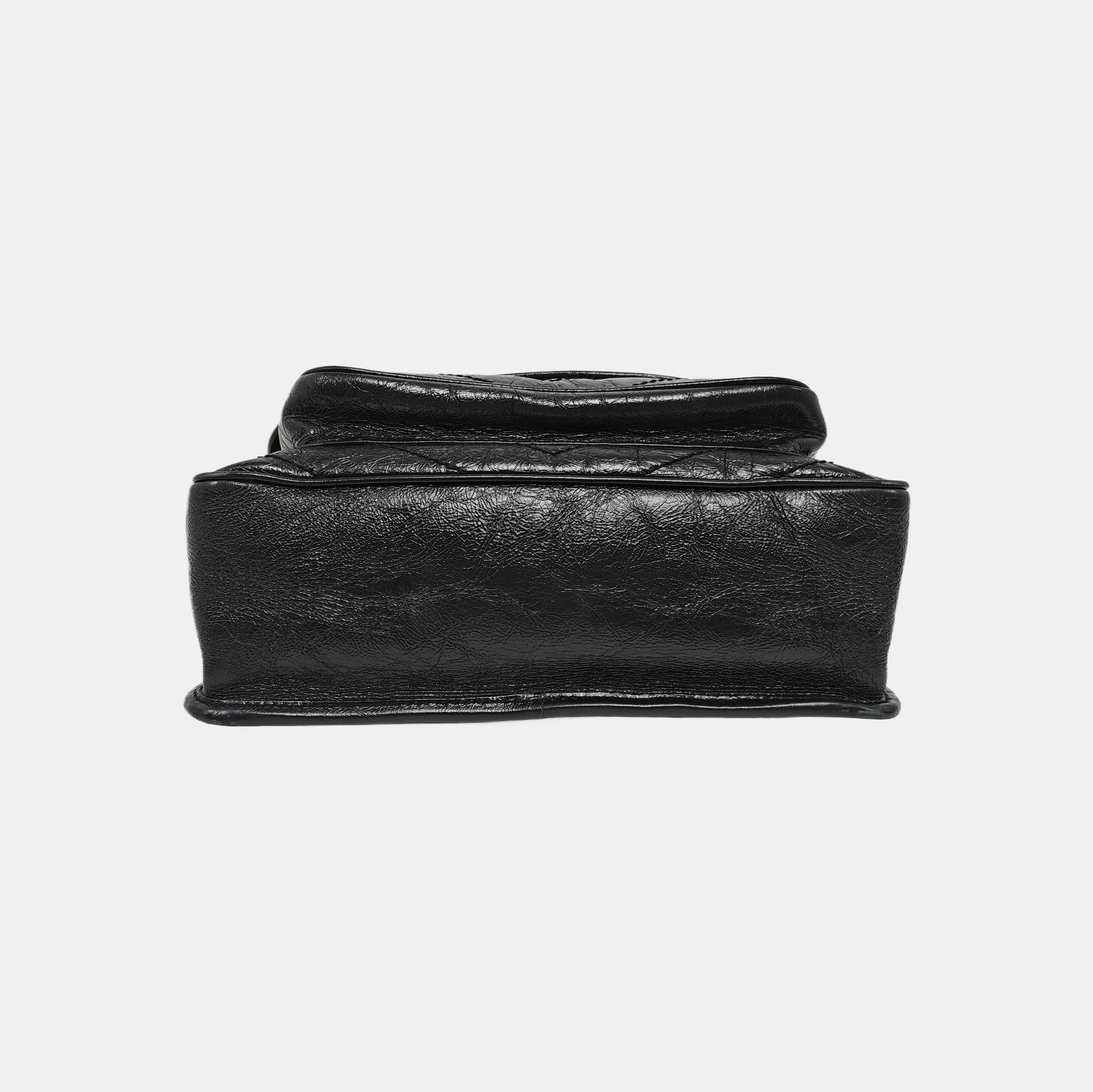 NIKI Medium Chevron Calfskin Black