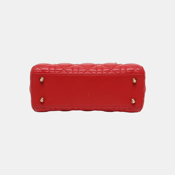 Authenticated pre-owned  Lady Dior Quilted Lambskin Red - Tote Bag at Looply