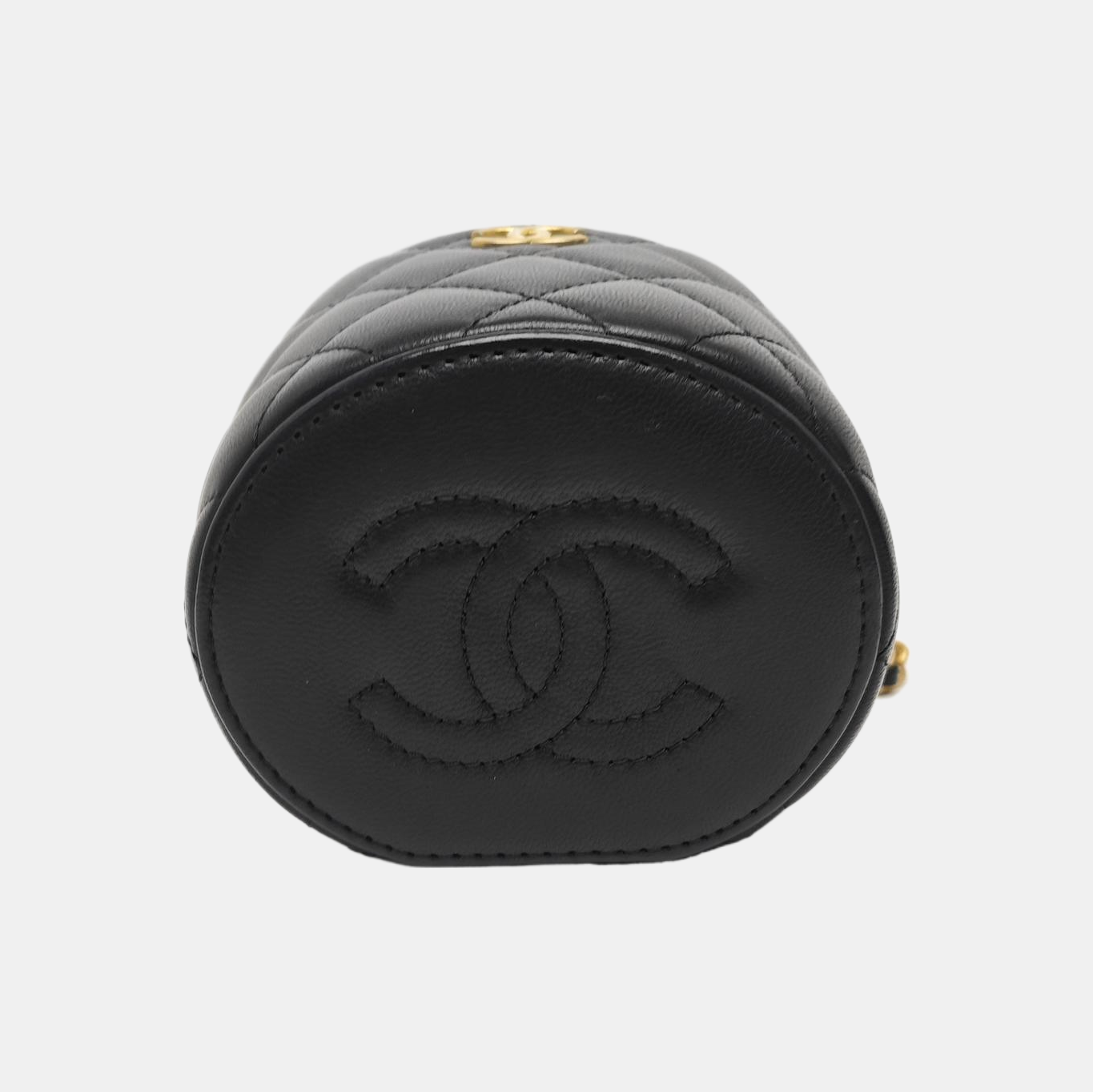 Quilted Lambskin Bucket Bag Small Black