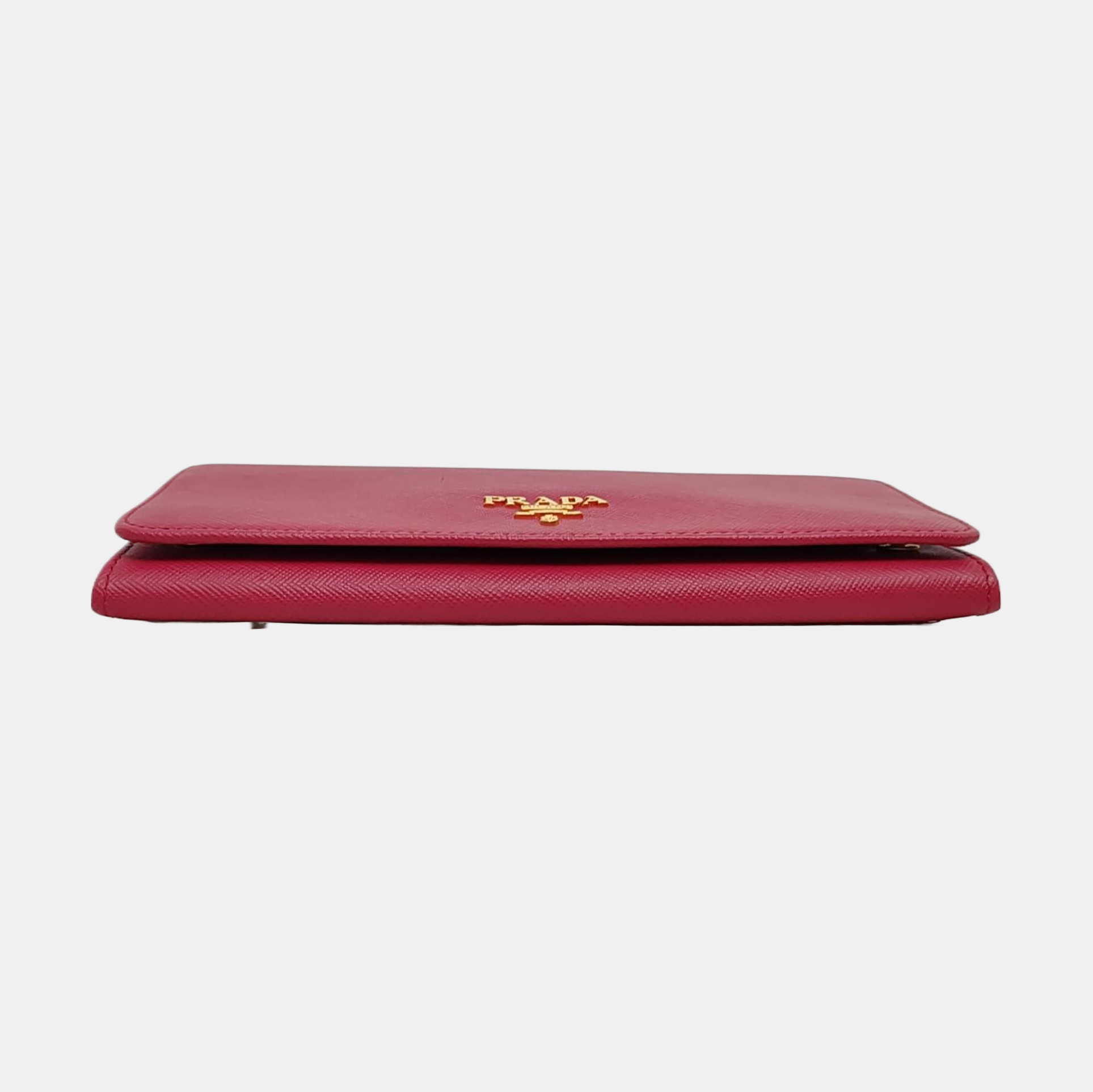 Fold Wallet Saffiano Calfskin Red Wallet