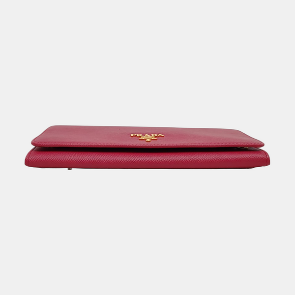 Fold Wallet Saffiano Calfskin Red Wallet