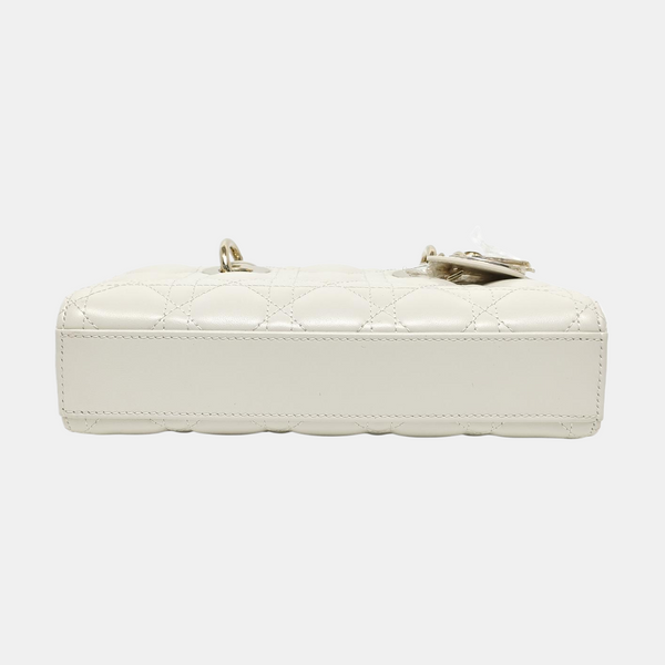 Lady D-Joy Small Cannage Lambskin White