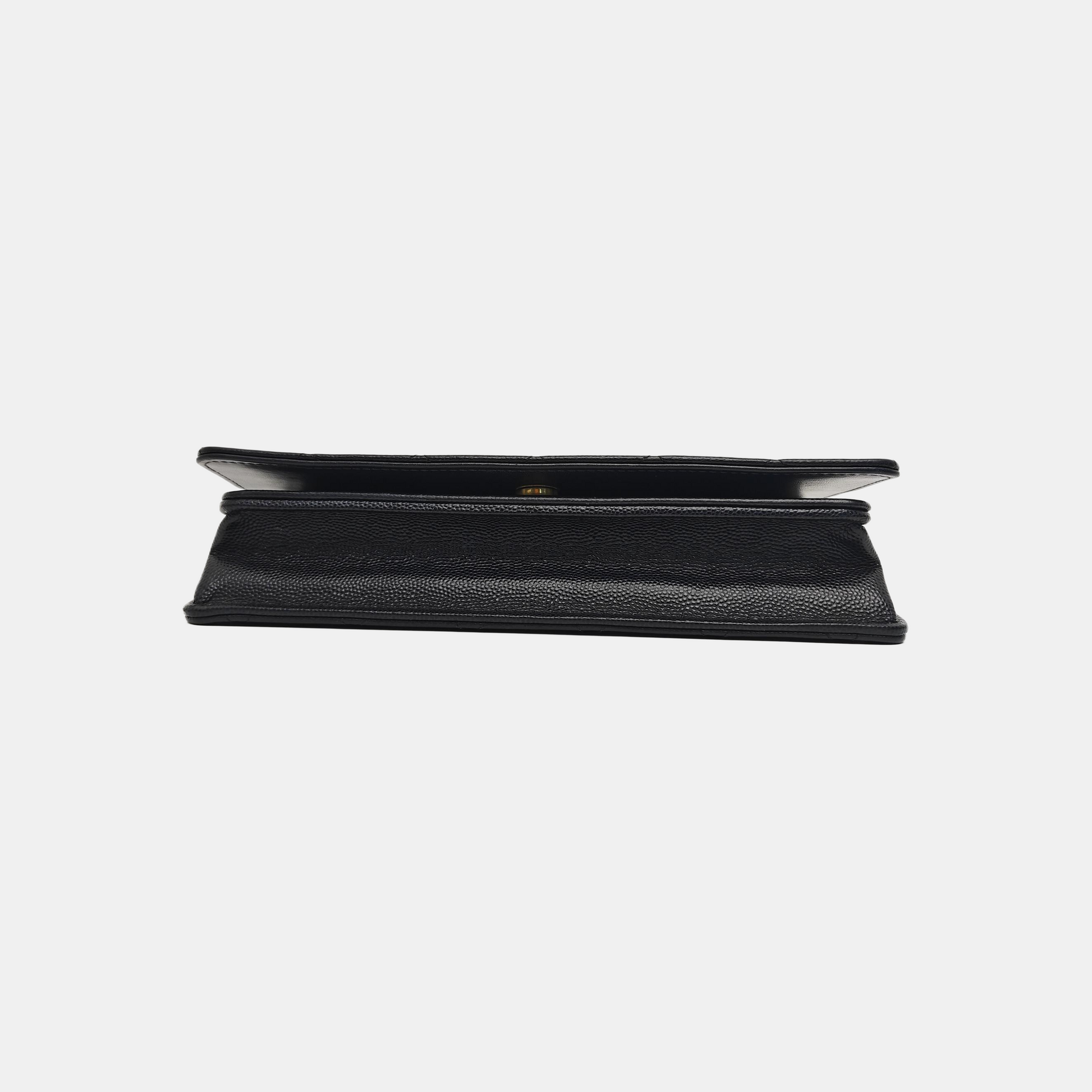 Quilted Grained Calfskin Shoulder Bag Black