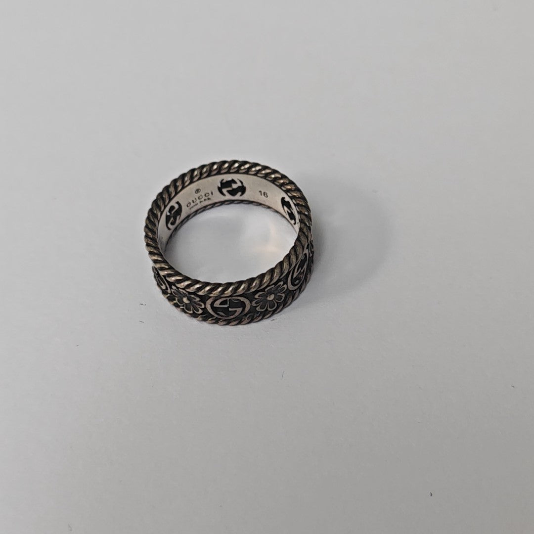 Interlocking G 925 Sterling Silver Ring HK 16