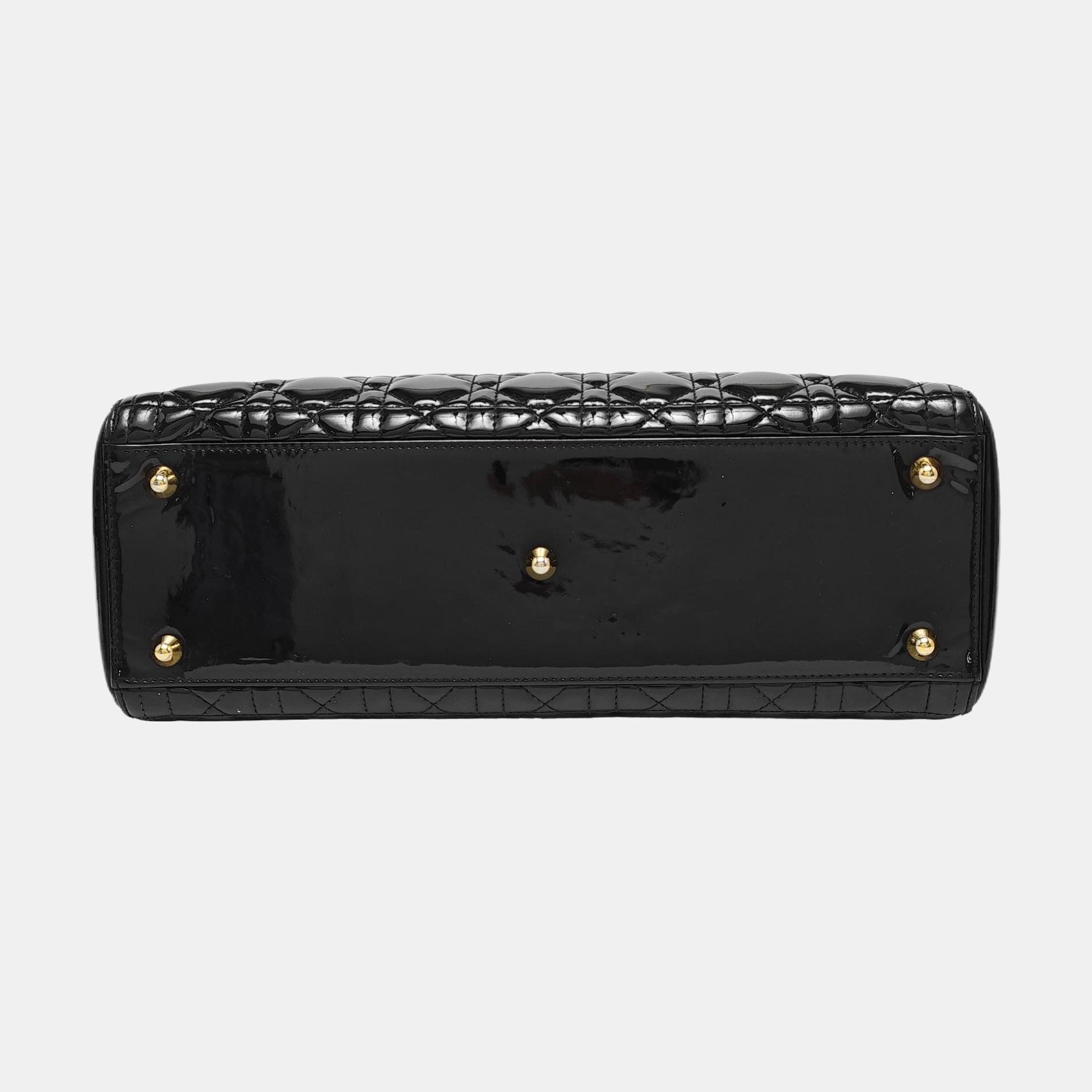 Lady Dior Grande Cannage Charol Negro
