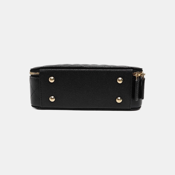 Quilted Grained Calfskin Shoulder Bag Black