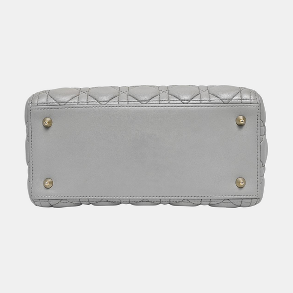 Authenticated pre-owned  Lady Dior Cannage Lambskin Silver - Shoulder Bag at Looply