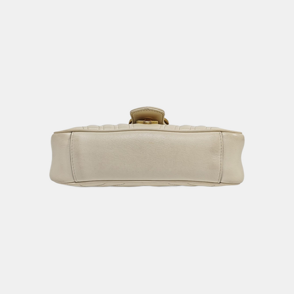 GG Marmont Small Quilted Calfskin White