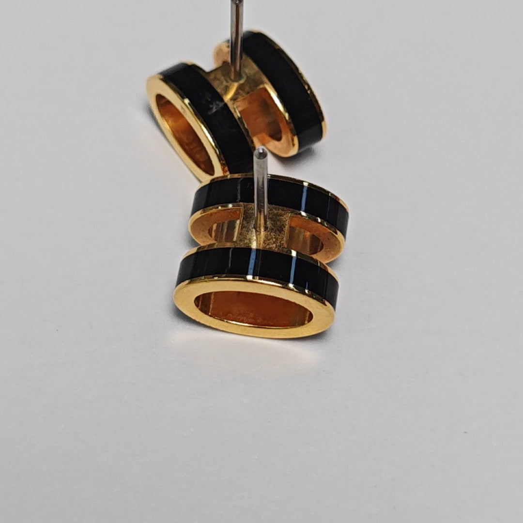 Pop H Metal Gold Stud Earrings