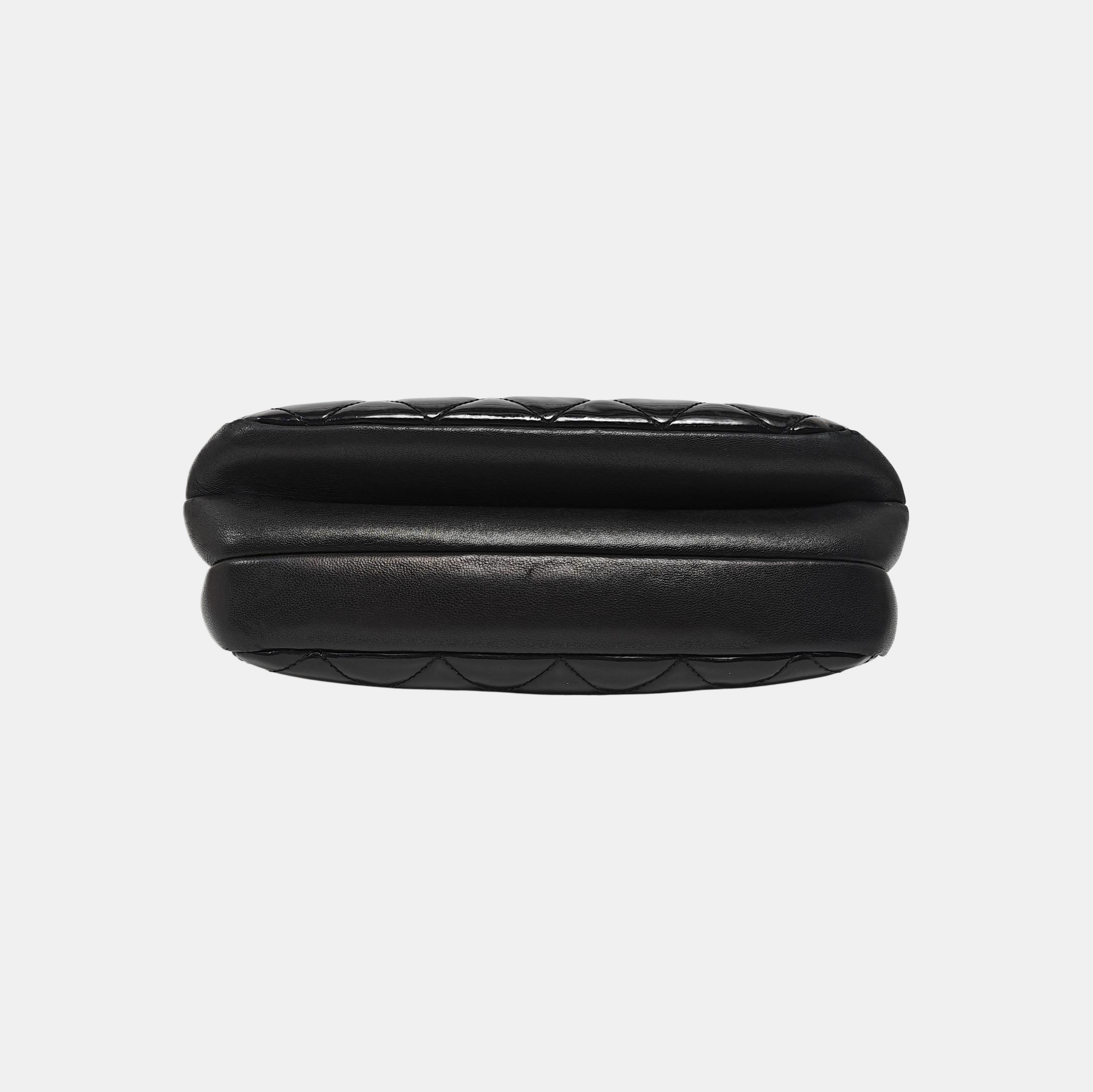 Quilted Patent Leather Shoulder Bag Black