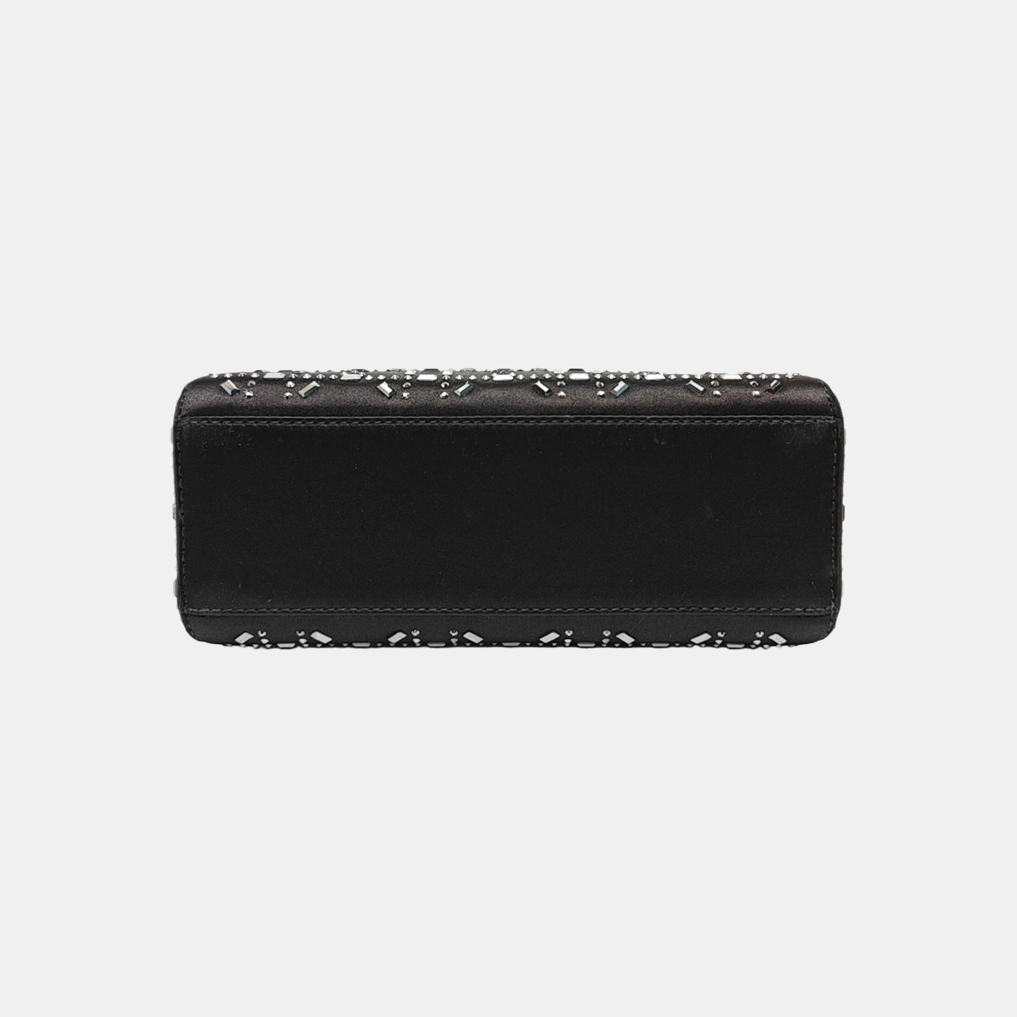 Lady Dior Mini Cannage Silk Satin Black