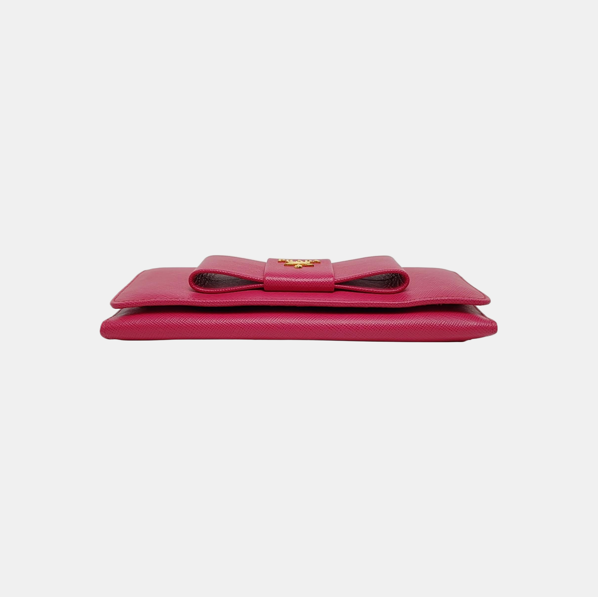 Fiocco Bow Calfskin Pink Wallet