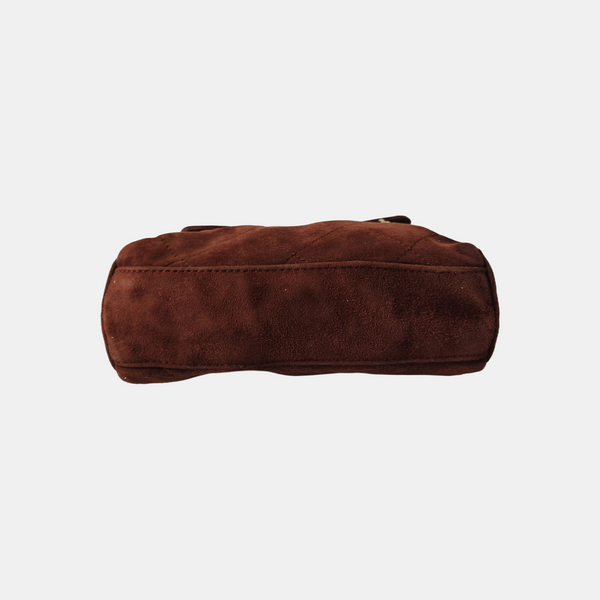 Quilted Suede Shoulder Bag Brown
